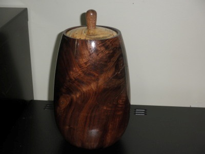 Tall walnut vase with pecan lid - Dec 2011