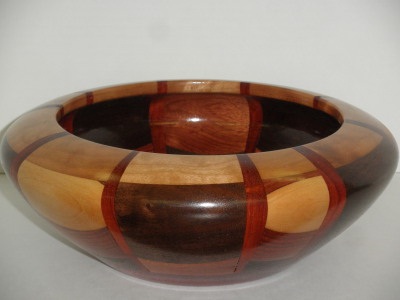 Segmented Bowl finished by Bob Forsythe, autographed by members, and to be given to deceased member Chuck Webber’s family Feb 2012
