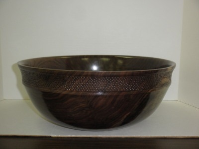 15” Walnut Bowl with Etching Indent - Dec 2012