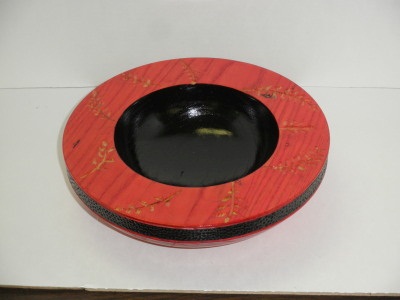 Ten Inch Ash Bowl Dyed and Carved - July 2012